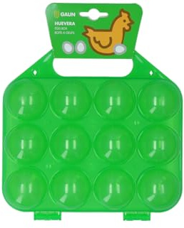 Gaun Coquetier en Polypropylène (Vert) avec Poignée pour 12 Œufs - Boîte de Rangement pour Œufs avec Poignée