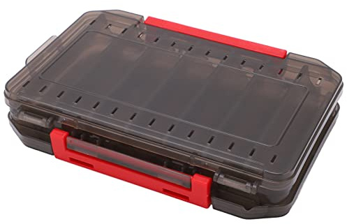 Aoutecen Caja de Señuelos de Pesca, Caja de Señuelos de Doble Cara de Almacenamiento Rápido, Ventilación Transpirable, Antipérdida para Pesca(Gris)