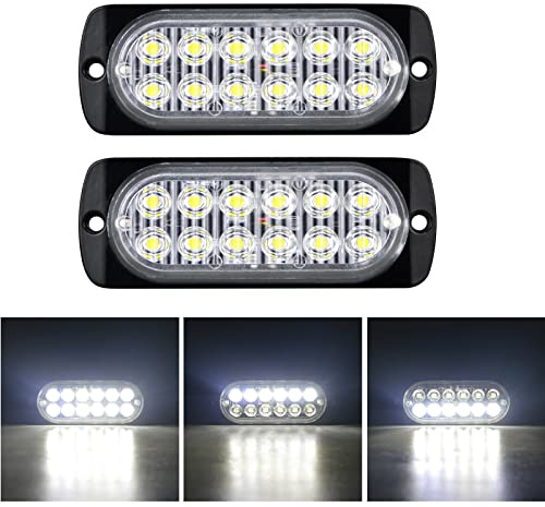 RIGIDON 2x 4,3 11cm 12 LED blanc feu de freinage stroboscopique, 12V 24V | Sans contrôleur, barre lumineuse led, balise clignotante de sécurité, pour offroad véhicule voiture bateau remorque caravane