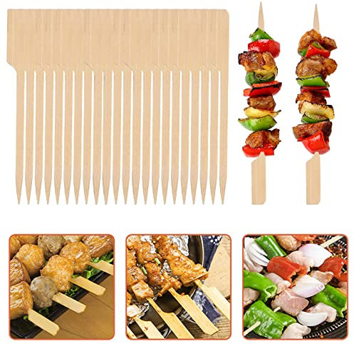 Lot de 200 brochettes jetables en bambou pour apéritifs, fournitures de barbecue, cure-dents de 15 cm, mini brochettes en bois naturel, bâtonnets de décoration de cupcakes