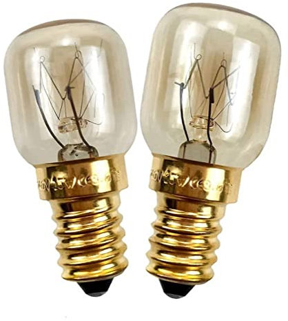 FIND A SPARE Pack of 2 15w Universal Fridge Freezer Oven Lamp Bulb SES E14 Screw Base T22 Shape Warm White 2700K 100Lumens Incandescent Premium Tungsten Wire