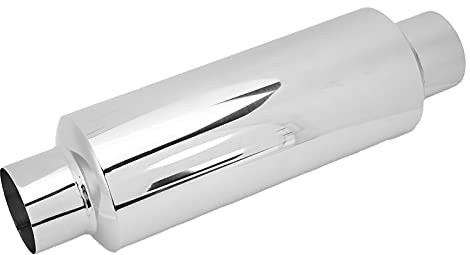 Silencieux Voiture Universel 6.4cm, Silencieux Echappement Voiture Silencieux Sortie Echappement Voiture en Acier, Arrondi Tuyau D'échappement Arrière de Voiture Silencieux Arrière Moto