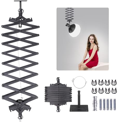 Photography Ceiling Rail System 2M Lifting Constant Force Hinge kit with Safety Rope Accessories for Live Broadcast Studio Photography Flash Specialized Equipment