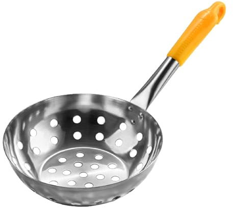 Bafnsiji Stainless Steel Colander, Kitchen Strainer, Stainless Steel Long-Handle Colander, Large Hole Colander, Stainless Steel Perforated Metal Colander Strainer