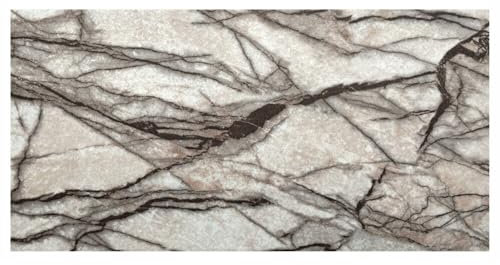 Marble Effect Wall Panels Marble-Inspired Self-Adhesive Tiles Flexible Marble Look, Cladding Panels for Living Room, Kitchen, Bathroom, Bedroom, | 60x30cm (LVT21, Matt Brown) 50 Panels - 9 m2