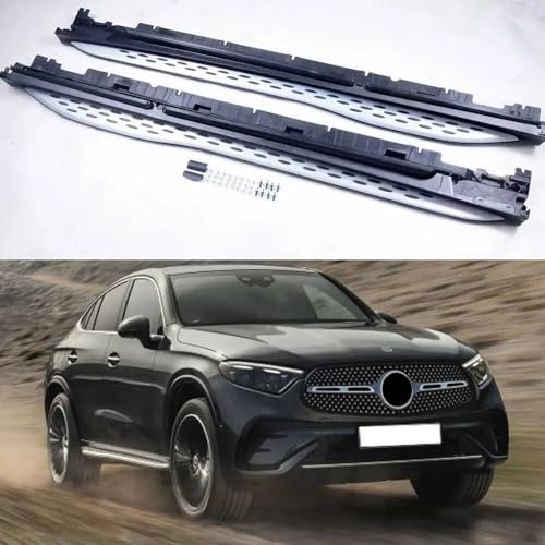 MYMOMS 2 Stück Aluminiumlegierung Trittbrett Side Step Nerf Bar Silber für Mercedes Benz GLC Coupe C254 2023 2024