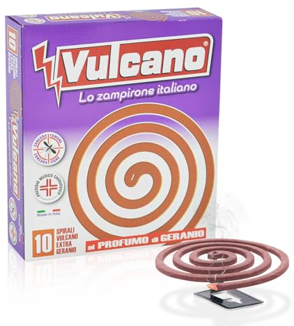 Spirali Antizanzare, Confezione da 10 Spirali, Efficaci fino a 6 Ore, MADE IN ITALY- Contro Zanzare Comuni e Tigre, Spirali al profumo di Geranio (1 Scatola Marrone)
