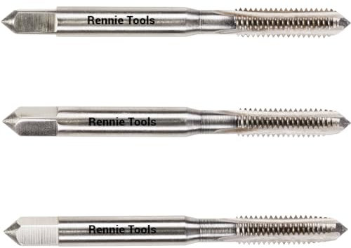 Rennie Tools - M6 x 1 HSS Metric Hand Tap Set. Includes 3 Pieces - 1st, 2nd & 3rd Cut (Taper Tap, Middle Tap, Bottom Tap (Plug Tap)) High Speed Steel for Threading Holes. 6mm Metric Tap Set