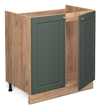 Vicco Meuble Bas sous-évier Fame-Line, Vert Or Campagne, 80cm, PT Marbre, à Combiner avec d'autres modules de la série Fame-Line