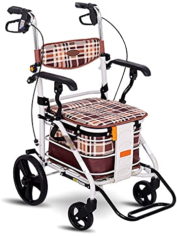 Klappbarer Rollator, medizinischer Rollator aus Aluminium, Einkaufskorb, Einkaufswagen mit großer Kapazität, zusammenklappbare Mobilitäts-Roller-Räder, U200B, hochklappbare und abnehmbare Rückens