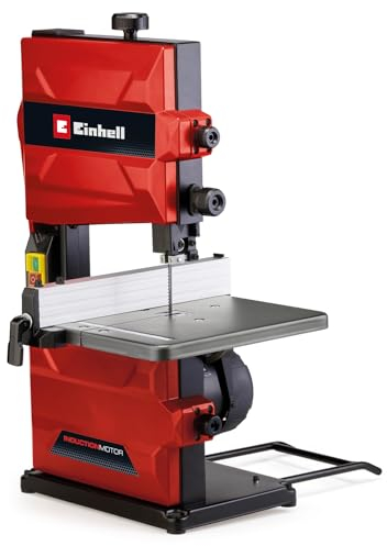 Einhell Sega a nastro TC-SB 200/1 (cambio lama senza attrezzi, arresto parallelo, regolazione in altezza, guida con cuscinetti a sfera, tavolo inclinabile in modo continuo),Versione 2024