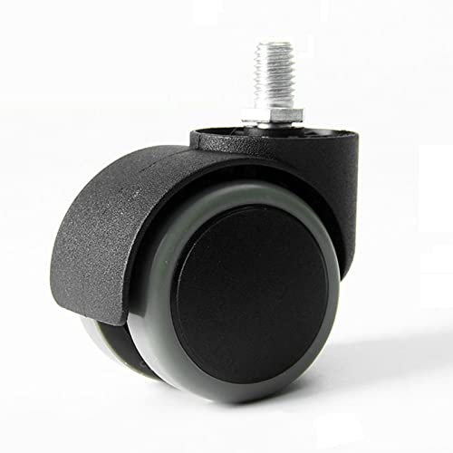 SZITW 50 mm Drehbare Bürostuhlrollen, 5 Stück, Tragfähigkeit 125 kg, Ersatz für Drehstühle, Drehbare PVC-Doppelrollen, 4 Arten von Ventilspindeln optional/Grau/Gewindestange M10 x 15 mm