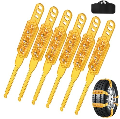 Car Tire Chains for Snow - 6x Anti Skid Snow Chains,Anti-Skid Thickening Tire Chains, Tire Traction Chain, Thicken Wheel Tyre Anti-Skid Chains, Lightweight Winter Driving Security Chain