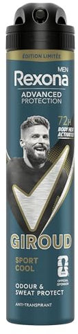 Rexona Men - Deodorante spray anti-traspirante 72H Olivier Giroud, freschezza e comfort, formula senza alcol, 200 ml