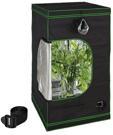 Relaxdays Growzelt, reflektierende Innenfolie, lichtundurchlässig, Indoor Zuchtzelt, Größenauswahl, schwarz/grün | reflektierende Innenfolie, lichtundurchlässig, indoor Zuchtzelt