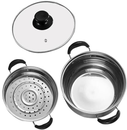 ULTECHNOVO 1 juego Cacerola Vaporera Inoxidable Mango Ergonómico y Tapa para Cocinar al