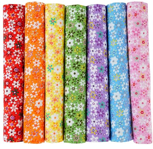 TTYSHIP® 7 Stück Patchwork Stoffe, 50 x 50cm Baumwollstoff, Mehrfarbig