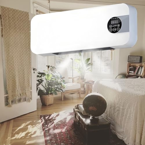 AUTUMFLATGAO Riscaldatore Portatile, Termoventilatore da Parete con Telecomando, Timer da 8 Ore, Raffreddamento E Riscaldamento, Ventilatori per Tende da Campeggio, Bagno, Cucina, Ufficio