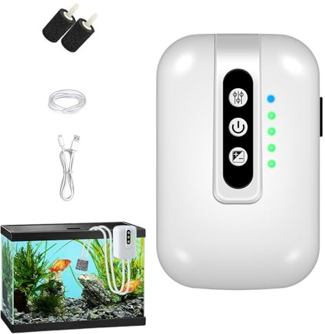 Air Pump for Aquarium | Silent Aquarium Bubbler Pump,USB Rechargeable Battery Operated Oxygen Aerator for Betta Shrimp Water Change