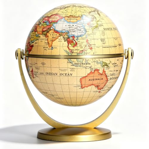Mini-Weltkarte der Erde, englische Ausgabe, rotierender Erd-Geographie-Globus, schwebender Globus mit Ständer für Desktop-Heimbüro