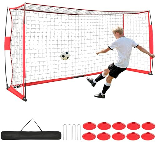 Soccer Goal, 12X6 FT Soccer Goals for Backyard, Portable Soccer Net for Outdoor Practice Training, Quick Setup Soccer Practice Equipment with Metal Base