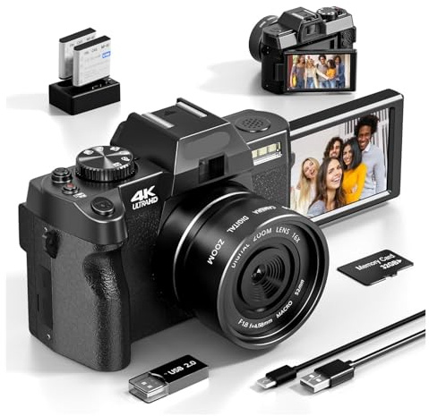 gdsDEs Compact Digital Photography Camera 4K WIFI Web Cam Vintage Vlog Video Recorder 48MP Camcorder 16X Digital Camera
