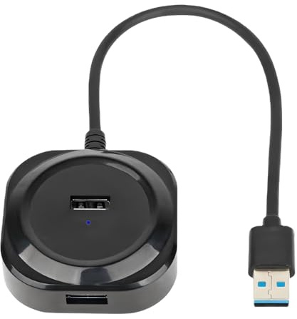 Hub USB 2.0 4 Puertos, Concentrador USB 4 Puertos USB A, Adaptador 4 en 1 Multipuerto con Cable Corto, Divisor para PC Portátil, Transferencia 480 Mbps, Extensor para Teclado Ratón Pendrive Impresora
