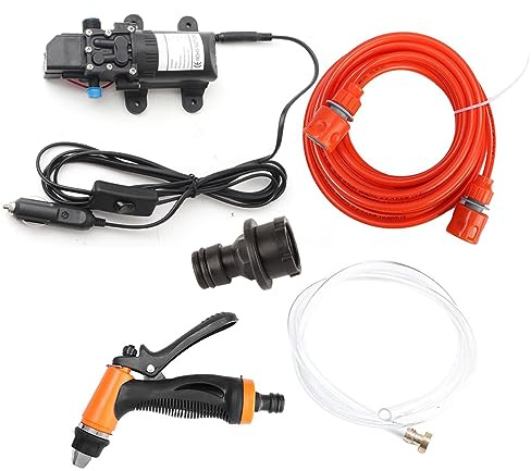 12V Electric Car Pressure Washer Kit | 130PSI High Pressure Pump for Car Washing/Home Maintenance/Garden Spraying | Portable Water Pump System with Spray Tool & 6M Hose