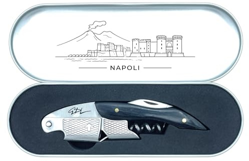 Cavatappi Personalizzato con Nome e Skyline Città – Apribottiglie Sommelier Professionale Inciso – Idea Regalo per Amanti del Vino con Scatola (Skyline Napoli)
