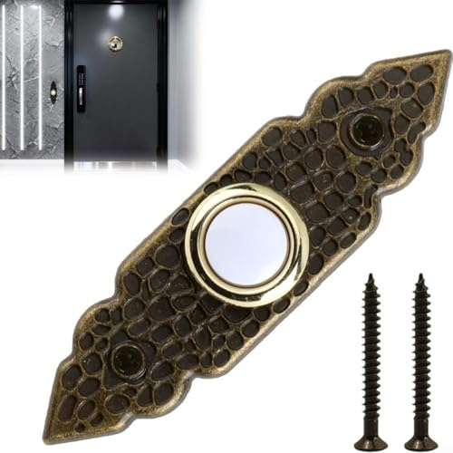 Interruttore per campanello, campanello cablato, hardware in stile retrò, montaggio a parete, pulsante XF-1504-AT, filo lungo, finitura in ottone tradizionale