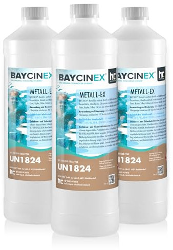 Höfer Chemie 3 x 1 L Metall-Ex für Pool - entfernt Metall - und Kalkablagerungen und senkt die Gesamthärte - für kristallklares Wasser