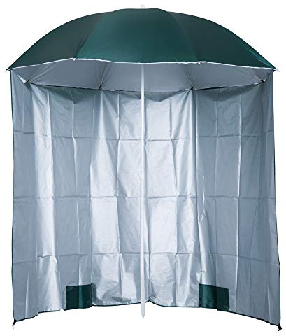 Outsunny 88 Arc 2.2M Fishing Umbrella Beach Parasol with Sides Brolly Shelter Canopy Shade with FREE Carry Bag Green