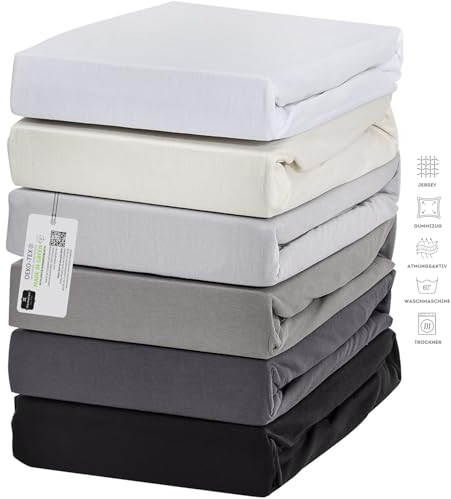 Hometex Premium Textiles Boxspringbett Spannbettlaken Spannbetttuch bis 36 cm Steghöhe | Bettlaken Jersey aus 100% Baumwolle für Wasserbetten | Oeko-TEX® Made IN Green | 180-200x200-220 cm Navy