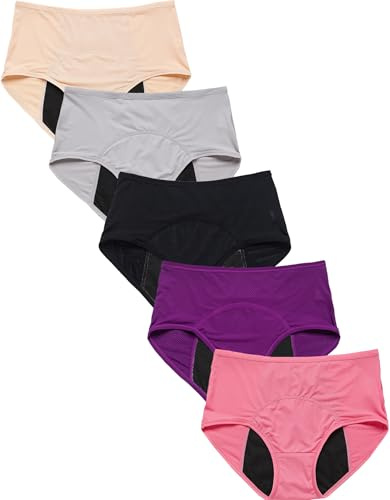 WBEAUTALLOVE Womens Mesh Period Panties High Waisted Menstrual Leak Proof Underwear Incontinence Protective Briefs(H-4-5-1,X-Large)
