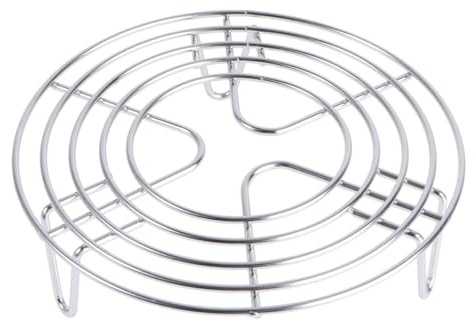 HEMOTON Round Cooking Cooling Racks Stainless Steel Round Rack for Steaming Eggs, Kitchen Cooking, Air Fryer Accessories, Trivet Stand, 6.1 X 1.77 Inches (Silver)