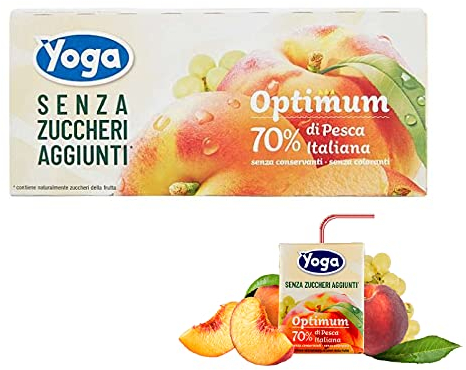 Yoga Succo Optimum Pesca Italiana Senza Zuccheri Aggiunti 8 Confezioni da 3 x 200 ml