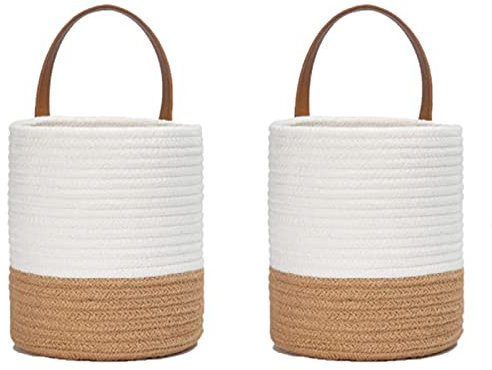 2 Stück Hängender gewebter Wandkorb, Hängekorb,Kleiner Aufbewahrungskorb, für Schlafzimmer, Wohnzimmer, Büro, Innenhof