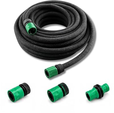 30m Soaker Garden Hose Pipe Comes with Connectors Drip Water Hose Easy to Use Plant Watering Device Irrigation Hosepipes Automatic Gardening Hedge Lawn Irrigator System UK