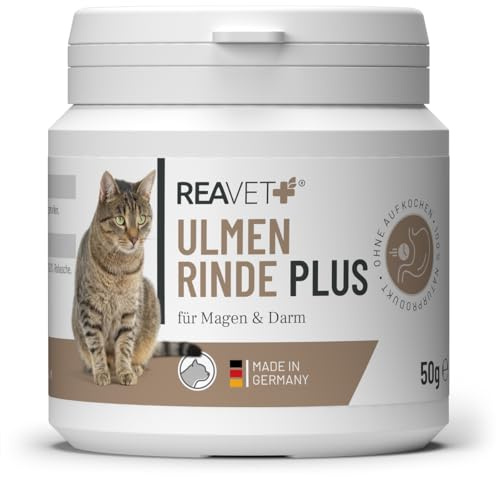 ReaVET Ulmenrinde Plus stark schleimend ohne Aufkochen für Katzen 50g - Naturrein in Premiumqualität, Verdauung, Darmflora, Magen, Slippery Elm Bark