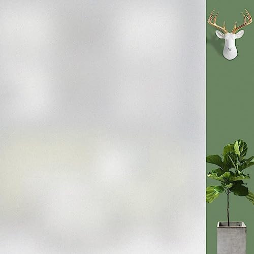 DARUITE Fensterfolie Blickdicht Selbsthaftend Milchglasfolie Sichtschutzfolie Fenster Fensterfolien Sichtschutz Non Klebefolie Milchfolie Fenster Für Zuhause Badzimmer Büro Glas 44.3 x 200 cm