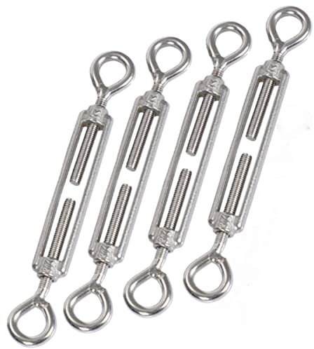HOUSON 4 Stück M5 Edelstahl Spannschlösser Draht Spanner, verstellbar Spannschloss Haken und Öse für Rankhilfe Edelstahl Seilsystem,Gartendraht,Zaunspanner (M5 OO)