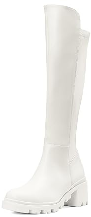 DREAM PAIRS Women Platform Round Toe Knee High Boots | Comfortable Stretch Boots for Women Sculpt Legs with Cushioned Ease and Sleek Zip