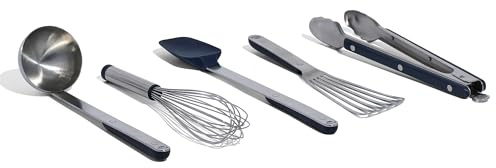 Made In Cookware - Stainless Steel Kitchen Utensil 5-Piece Set - Ladle, Tongs, Whisk, Spoonula, Fish Turner