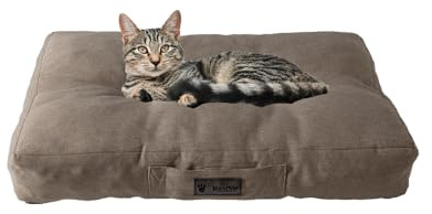 MaxCor Kissen für Hunde und Katzen, rechteckig, aus Memory-Schaum, orthopädisch, klein, beige, wasserdicht und entspannend, lindert und bewahrt die Gelenke, verformt sich nicht und ist