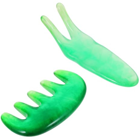 KOMBIUDA Cepillo Masajeador Cuero Cabelludo, Peine Masajeador de Resina para Masaje de Cabeza y Facial, Ayuda a Aliviar Tensión y Estimular Acupuntos, 1 Set