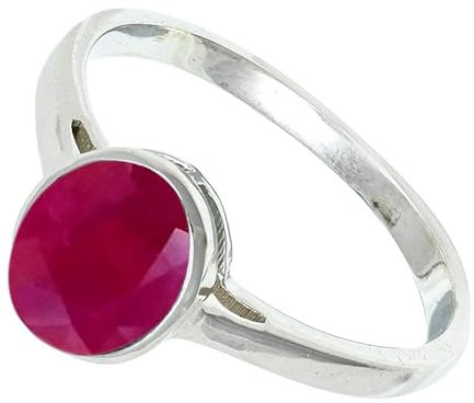JEWELFORCE 925 Sterling Silber Rubin Lab Grown Edelstein Ring Herren Damen Steinbandring Alle Größen Ring Handgefertigter Schmuck JSR-1156AM_47 (15.0)