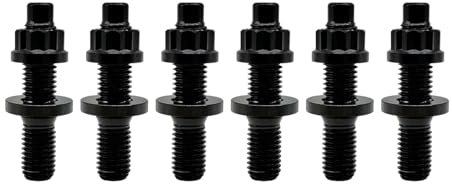 RISON-Titanium 6 Set Titan Auspuffkrümmer Stehbolzen Kit M8x1.25x55mm, GR5 Titan Ansaugung Auspuff Bolzen und Muttern Kit, Krümmerstehbolzen Abgaskrümmer Kit passend für Ford, Honda