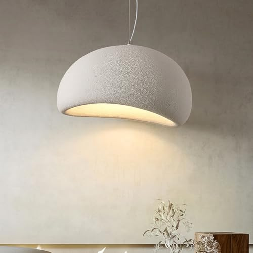 Wabi-sabi Pendelleuchte E27 Modern Pendellampe Esstisch Hängeleuchte Lampenschirm Aus Steinimitat Vogelnest-Form Kreativ Kronleuchter Für Schlafzimmer Wohnzimmer Esszimmer Küche Insel Flur Weiß(40CM)
