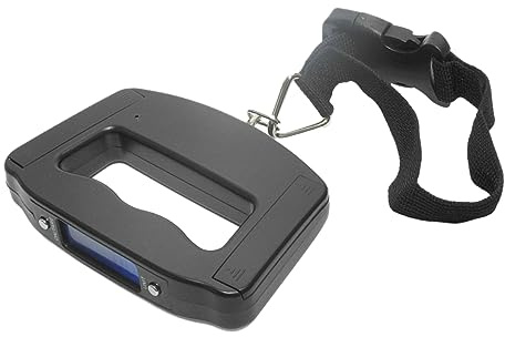 Digitale Gepäckwaage 50kg Kunststoff mit Hintergrundlicht Lcd für Reisende | Kompatte Bauform Automatische Abschaltung , Haken und Batteriefachabdeckung ohne Batterie Schwarz