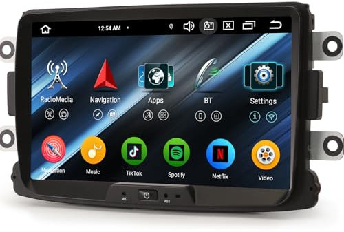 erisin 8 Kern 4GB+64GB Android 14 Autoradio 2din für Renault Logan Dacia Duster Sandero Dokker Lodgy Navi CarPlay WiFi Bluetooth DSP Canbus Lenkradsteuerung 8 Zoll Touchscreen